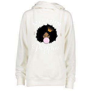 Melanin Poppin Afro Queen Cool Black History Month Gift Womens Funnel Neck Pullover Hood