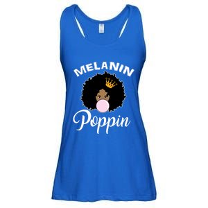 Melanin Poppin Afro Queen Cool Black History Month Gift Ladies Essential Flowy Tank