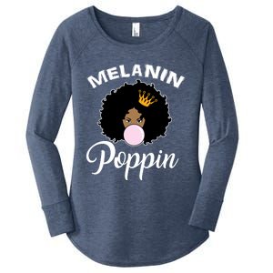 Melanin Poppin Afro Queen Cool Black History Month Gift Women's Perfect Tri Tunic Long Sleeve Shirt