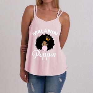 Melanin Poppin Afro Queen Cool Black History Month Gift Women's Strappy Tank