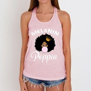 Melanin Poppin Afro Queen Cool Black History Month Gift Women's Knotted Racerback Tank