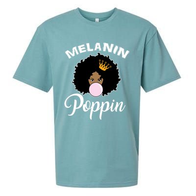 Melanin Poppin Afro Queen Cool Black History Month Gift Sueded Cloud Jersey T-Shirt