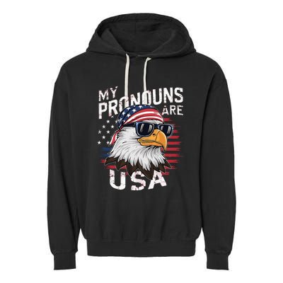 My Pronouns Are Usa Patriotic Eagle Garment-Dyed Fleece Hoodie