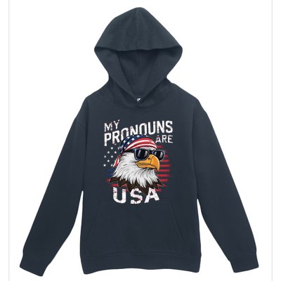 My Pronouns Are Usa Patriotic Eagle Urban Pullover Hoodie