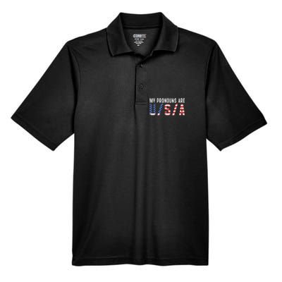 My Pronouns Are Usa Apparel Men's Origin Performance Piqué Polo