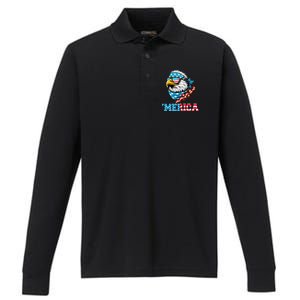 Merican Patriotic Apparel July 4th Celebrations Usa Pride Performance Long Sleeve Polo