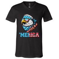 Merican Patriotic Apparel July 4th Celebrations Usa Pride V-Neck T-Shirt