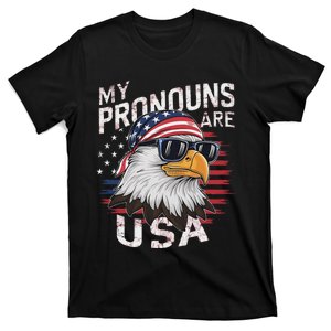 My Pronouns Are Usa Patriotic Eagle Funny 4th Of July T-Shirt