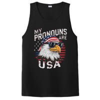 My Pronouns Are Usa Patriotic Eagle Funny 4th Of July PosiCharge Competitor Tank