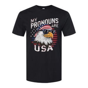 My Pronouns Are Usa Patriotic Eagle Funny 4th Of July Softstyle CVC T-Shirt