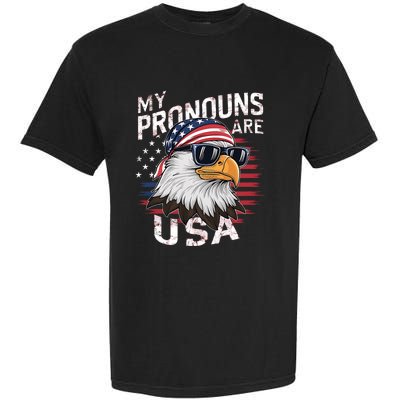 My Pronouns Are Usa Patriotic Eagle Funny 4th Of July Garment-Dyed Heavyweight T-Shirt