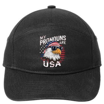 My Pronouns Are Usa Patriotic Eagle Funny 4th Of July 7-Panel Snapback Hat