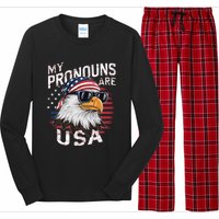 My Pronouns Are Usa Patriotic Eagle Funny 4th Of July Long Sleeve Pajama Set