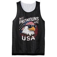 My Pronouns Are Usa Patriotic Eagle Funny 4th Of July Mesh Reversible Basketball Jersey Tank