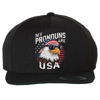 My Pronouns Are Usa Patriotic Eagle Funny 4th Of July Wool Snapback Cap