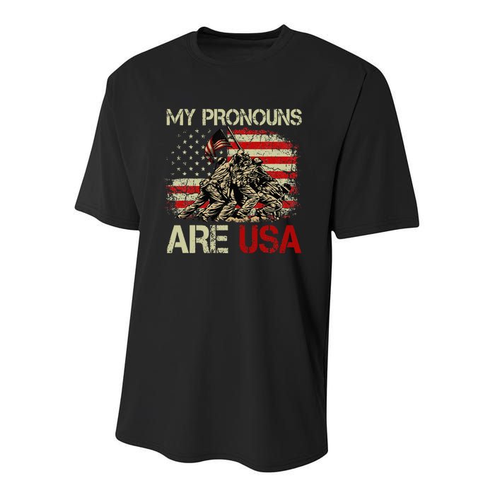 My Pronouns Are Usa 4th Of July American Flag Tie Dye Youth Performance Sprint T-Shirt