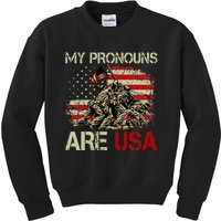 My Pronouns Are Usa 4th Of July American Flag Tie Dye Kids Sweatshirt