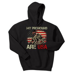 My Pronouns Are Usa 4th Of July American Flag Tie Dye Kids Hoodie