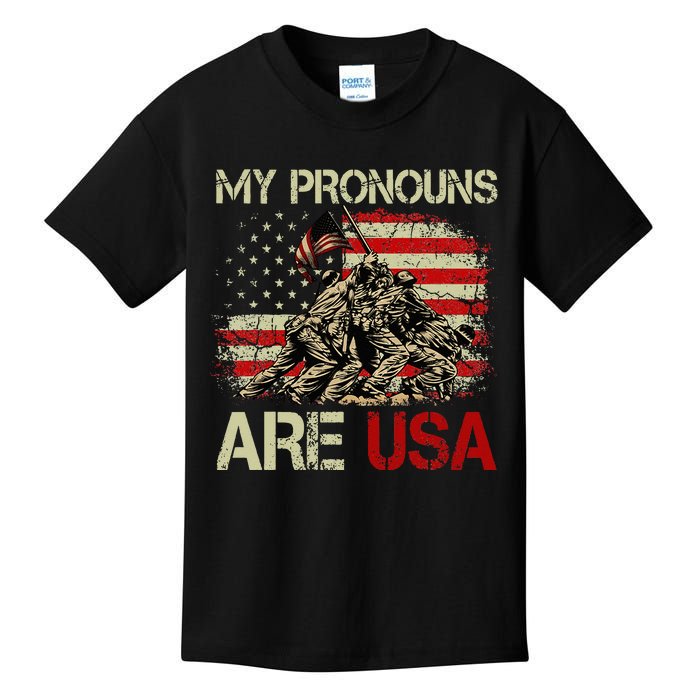 My Pronouns Are Usa 4th Of July American Flag Tie Dye Kids T-Shirt