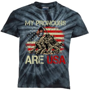 My Pronouns Are Usa 4th Of July American Flag Tie Dye Kids Tie-Dye T-Shirt