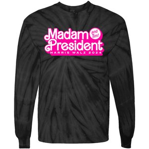 Madam President And Tim Harris & Tim Walz 2024 Tie-Dye Long Sleeve Shirt