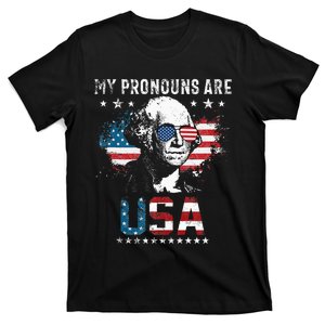 My Pronouns Are USA George Washington 4th Of July US Flag T-Shirt