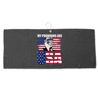 My Pronouns Are Usa Donald Trump Patriotic Large Microfiber Waffle Golf Towel