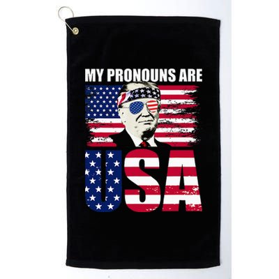 My Pronouns Are Usa Donald Trump Patriotic Platinum Collection Golf Towel