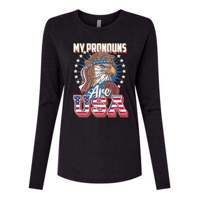 My Pronouns Are Usa Funny American Saying Womens Cotton Relaxed Long Sleeve T-Shirt