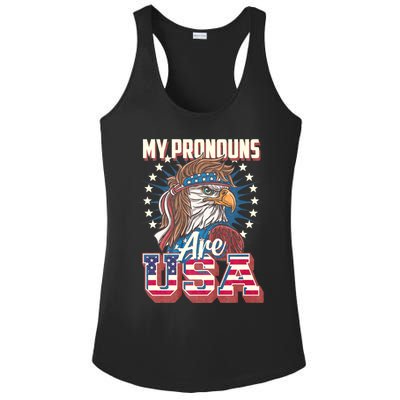 My Pronouns Are Usa Funny American Saying Ladies PosiCharge Competitor Racerback Tank