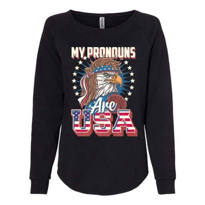 My Pronouns Are Usa Funny American Saying Womens California Wash Sweatshirt