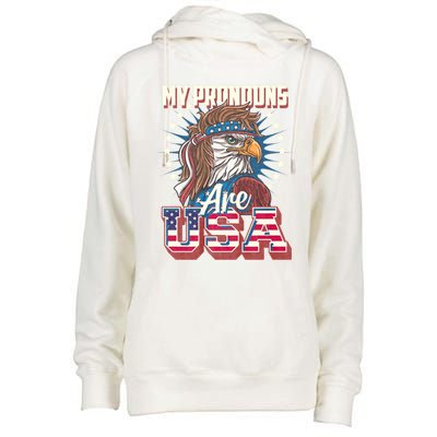 My Pronouns Are Usa Funny American Saying Womens Funnel Neck Pullover Hood