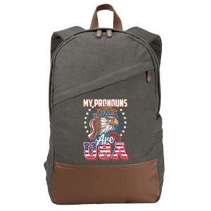 My Pronouns Are Usa Funny American Saying Cotton Canvas Backpack