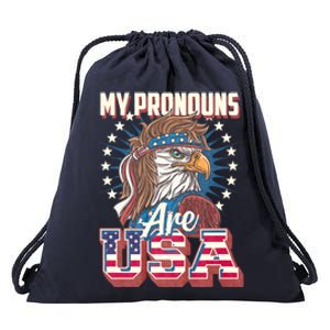 My Pronouns Are Usa Funny American Saying Drawstring Bag