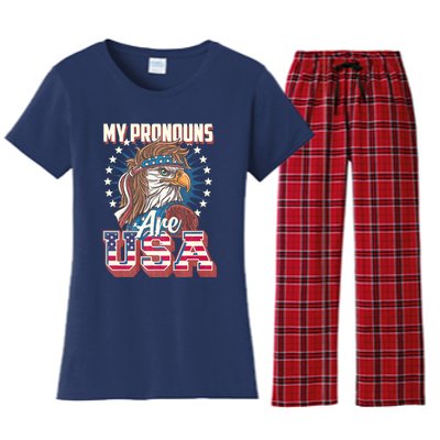 My Pronouns Are Usa Funny American Saying Women's Flannel Pajama Set