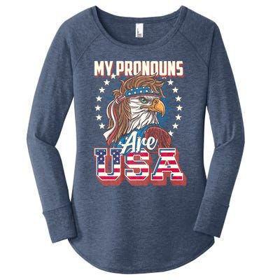 My Pronouns Are Usa Funny American Saying Women's Perfect Tri Tunic Long Sleeve Shirt