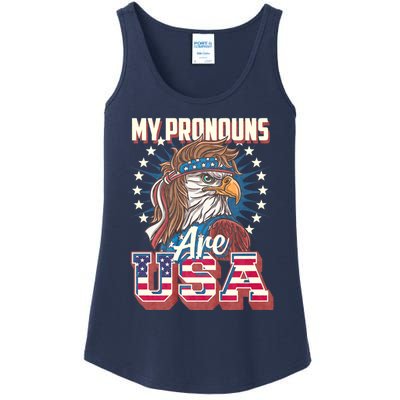 My Pronouns Are Usa Funny American Saying Ladies Essential Tank