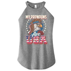 My Pronouns Are Usa Funny American Saying Women's Perfect Tri Rocker Tank