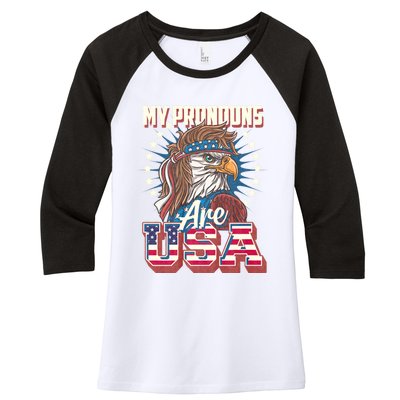 My Pronouns Are Usa Funny American Saying Women's Tri-Blend 3/4-Sleeve Raglan Shirt