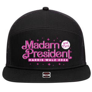 Madam President And Tim Kamala Harris And Tim Walz 2024 7 Panel Mesh Trucker Snapback Hat