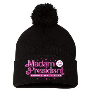 Madam President And Tim Kamala Harris And Tim Walz 2024 Pom Pom 12in Knit Beanie