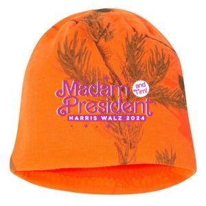 Madam President And Tim Kamala Harris And Tim Walz 2024 Kati - Camo Knit Beanie