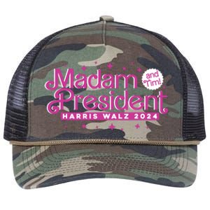 Madam President And Tim Kamala Harris And Tim Walz 2024 Retro Rope Trucker Hat Cap