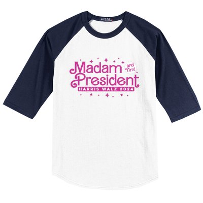 Madam President And Tim Kamala Harris And Tim Walz 2024 Baseball Sleeve Shirt