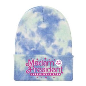 Madam President And Tim Kamala Harris And Tim Walz 2024 Tie Dye 12in Knit Beanie