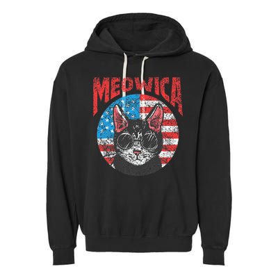 Meowica Patriotic America 4Th Of July Independence Usa Us Garment-Dyed Fleece Hoodie