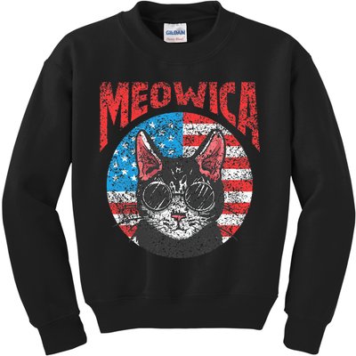 Meowica Patriotic America 4Th Of July Independence Usa Us Kids Sweatshirt