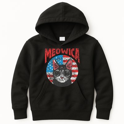 Meowica Patriotic America 4Th Of July Independence Usa Us Kids Hoodie