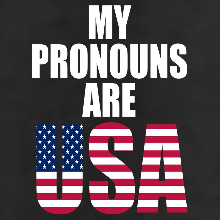 My Pronouns Are USA Patriotic 7 Panel Mesh Trucker Snapback Hat