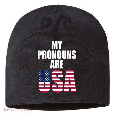 My Pronouns Are USA Patriotic Sustainable Beanie